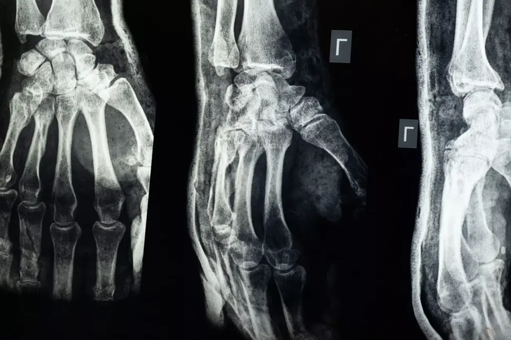 X-Ray of a hand and wrist.
