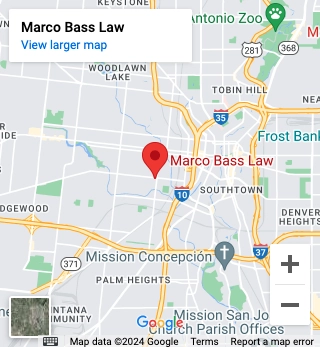 Map of Marco Bass Law Firm - San Antonio Location