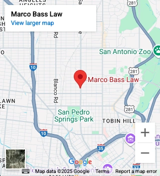 Map of Marco Bass Injury and Accident Lawyers - San Antonio Location